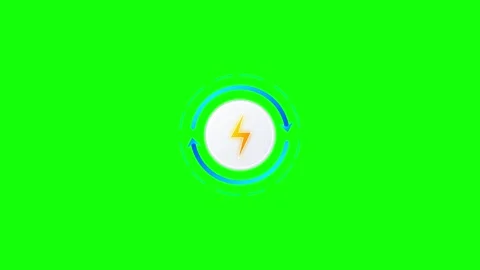 Animated lightning bolt with rotating loading arrows on green screen animat.. Stockbeeldmateriaal 344857780