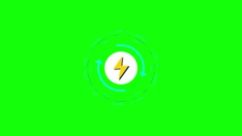 Animated lightning bolt with rotating loading arrows on green screen backgr.. Stock Footage 344862788