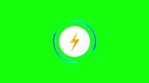 Animated lightning bolt with rotating loading arrows on green screen backgr.. Vidéo 344862792