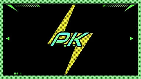 Animated Lightning Bolt Symbol with PK Lettering in Retro Pop Art Style on Stock Footage 338326850
