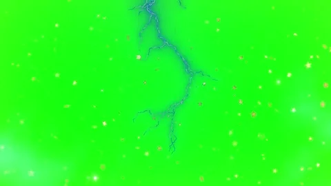 Animated Lightning Bolts and Falling Golden Stars on a Green Screen Background Stock Footage 338368955