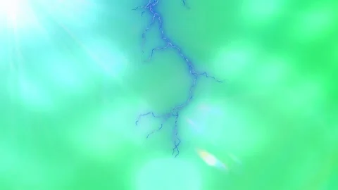 Animated Lightning Bolts Flashing Over A Soft Blurred Green Background With Stock Footage 338332386