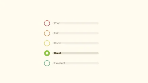 Animated likert scale survey from poor to excellent, gold 库存影片 342597837