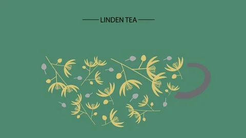 Animated linden tea cup shape on green background Stock Footage 117734633