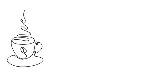 Animated Line Art Coffee Mug Stock Footage 298820719