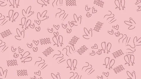 Animated Line Art Seamless pattern with romantic heart doodles 動画素材 346469623