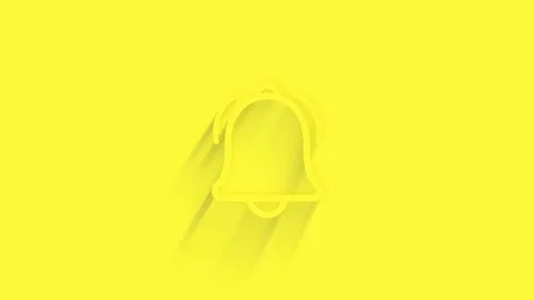 Animated line bell icon with shadow on yellow background. Neumorphism minimal Stock Footage 159829898