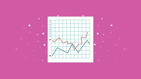 Animated line chart with dual data trends growing on pink background. Stock Footage 338419270