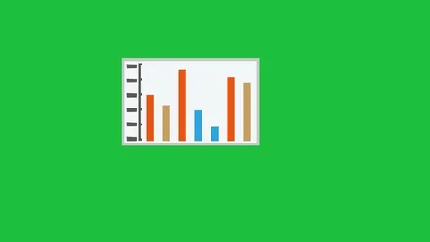 Animated Line Chart, Enter and Exit, Loop:  Green Screen + Matte Stock Footage 117725412