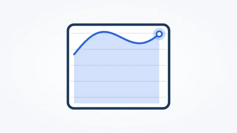 Animated line chart icon rising, horizontal 16:9 seamless loop HD motion Stock Footage 345160891