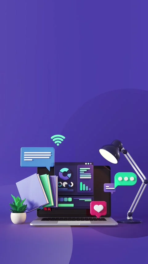 Animated On line education background. Vertical Vídeos de archivo 339285004