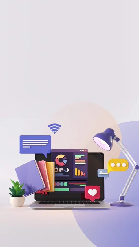Animated On line education background. Vertical Vidéo 339285734
