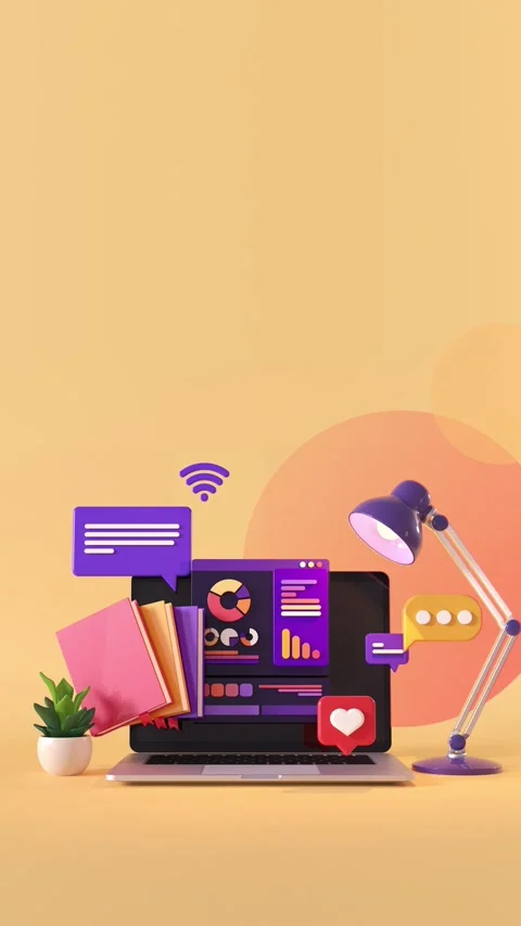 Animated On line education background. Vertical Stock-Footage 339285746