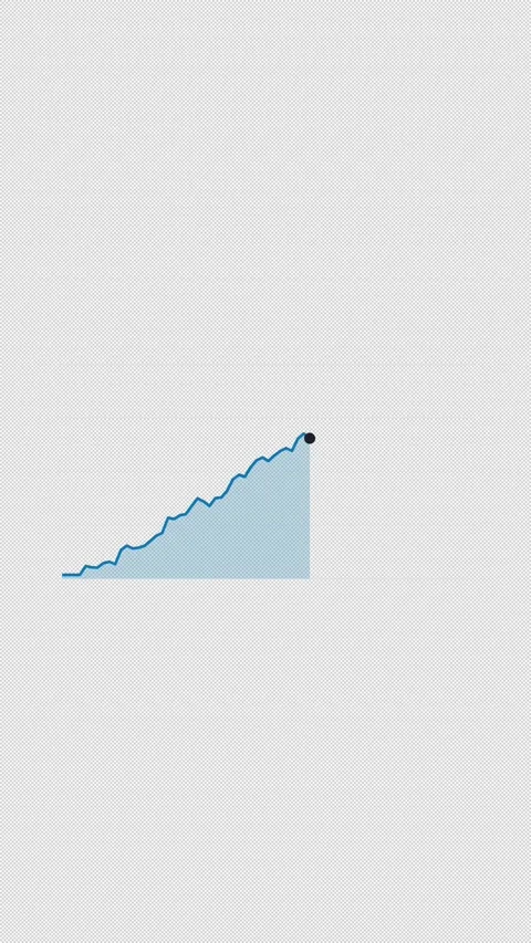 Animated Line Graph Up Cyan Up Trend Overlay Alpha 4K Vertical 9x16 Light Vidéo 339507807