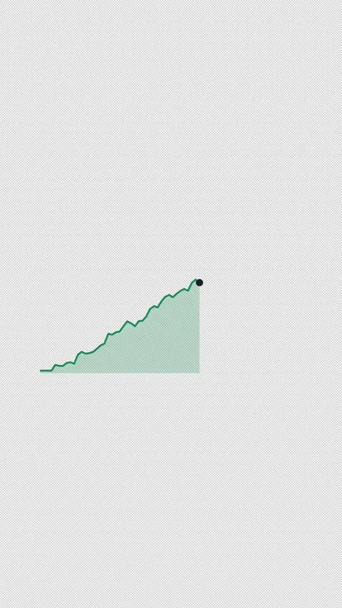 Animated Line Graph Up Green Up Trend Overlay Alpha 4K Vertical 9x16 Light Vídeos de archivo 339507813