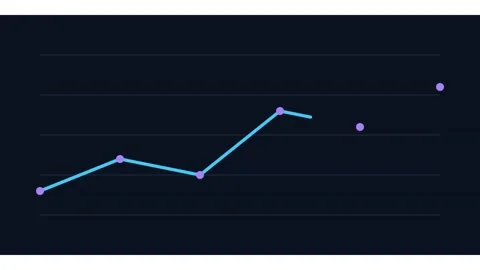 Animated line graph showing financial growth and data trends on dark background, Stock Footage 338188971
