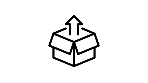 Animated Line Icon: Open Box with Upward Arrow for Delivery, Shipping, or E.. Stock Footage 334479553