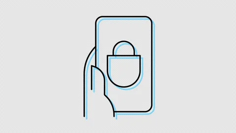 Animated line icon of phone with padlock. Stock Footage 273044375