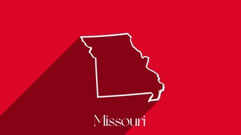 Animated line map showing the state of Missouri from the United State of America Stock Footage 161275942