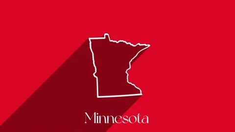 Animated line map showing the state of Minnesota from the United State of Video stock 161275966