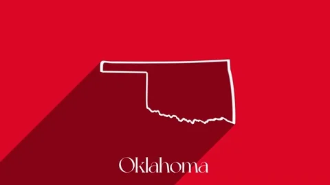 Animated line map showing the state of Oklahoma from the United State of America Stock Footage 161275969
