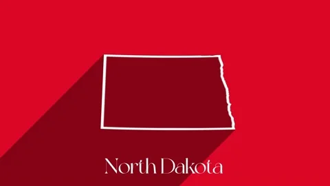 Animated line map showing the state of North Dakota from the United State of Video stock 161276042