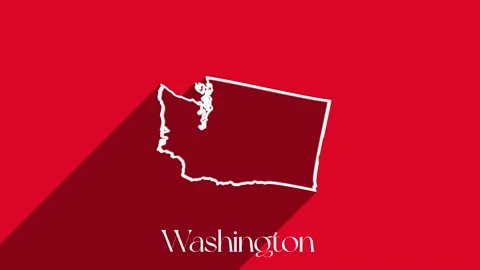 Animated line map showing the state of Washington from the United State of Video stock 161276188