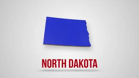 Animated line map showing the state of North Dakota from the United State of Stock Footage 176329048