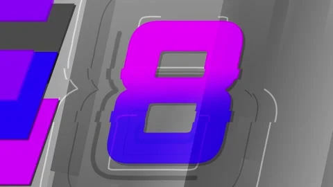 Animated Linear Countdown. Purple Numbers Видео 111865724