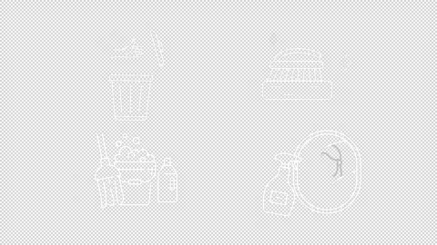 Animated linear icon pack representing housekeeping Stock Footage 268824931
