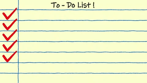Animated Lined Paper To-Do List with Checkmarks, Task Completion Template Stock Footage 312968420