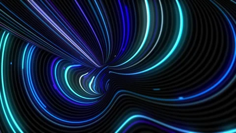 Animated lines move through the tunnel. Cyber virtuality in a blue time wor.. Video stock 264310760