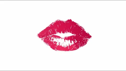 Animated lip print morphing loop on white background Video stock 319154962