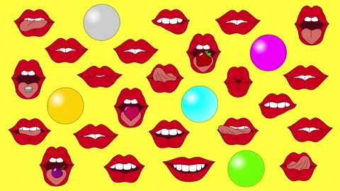 Animated lips on a colored background with an alpha channel Stock Footage 250649027