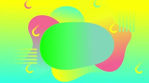 Animated liquid gradient rainbow background with memphis decoration Stock Footage 313417752