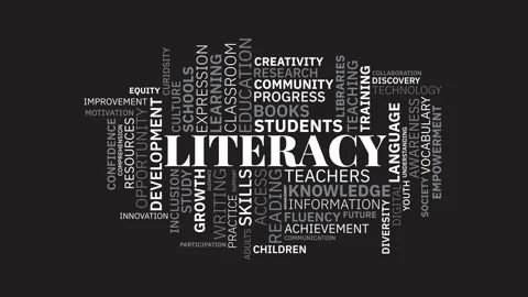Animated Literacy Word Cloud Background Loop 库存影片 343780243
