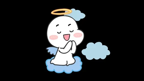 Animated Little Angel on a Cloud - Transparent Background Video stock 282776992