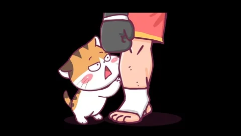 Animated Little Cat Asking for Help from a Boxer with Transparent Background Stock Footage 282780632