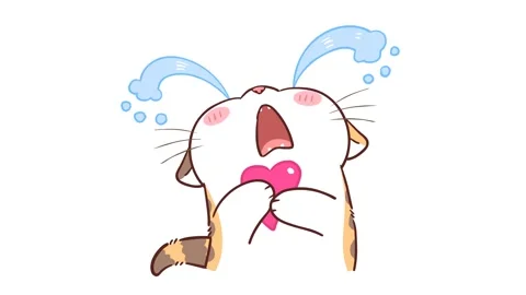 Animated Little Cat Crying - White Background Stock Footage 282788800