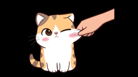 Animated Little Cat Getting Cheek Pinched - Transparent Background Stock Footage 282788735