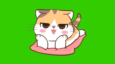 Animated Little Cat Smiling While Sleeping - Green Screen Stock Footage 282788843
