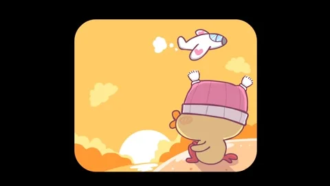 Animated Little Chicken Sitting Sadly at Sunset with Transparent Background Stock Footage 282781253