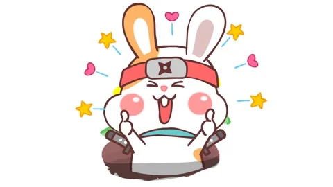 Animated Little Ninja Rabbit Digging White Background Stock Footage 282777356