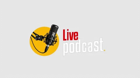 Animated Live Podcast Title with Studio Microphone Icon Stock Footage 331321058