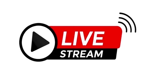 Animated Live Stream Broadcast Button with Play Icon and Signal Waves 库存影片 340048444