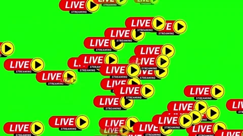 Animated Live Streaming Button Graphic on Green Screen Stock Footage 340242924