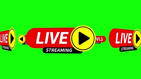 Animated Live Streaming Button Graphic on Green Screen Stock Footage 340372569