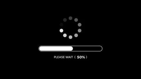 Animated Loading Bar 100% , Please Wait Screen on Black Background Stock Footage 312968698
