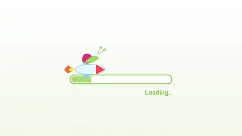 Animated loading bar with cute space rocket flying across plain white backg.. Stock Footage 346274755