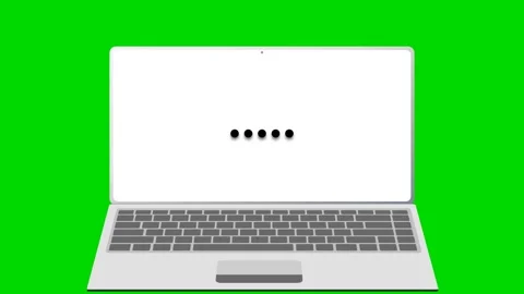 Animated loading dots on a laptop screen over green background. 4K 库存影片 340882923